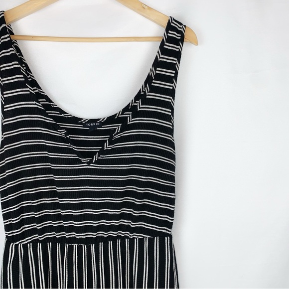 Torrid Black & White Stripe Rib Culotte Jumpsuit - Picture 5 of 8